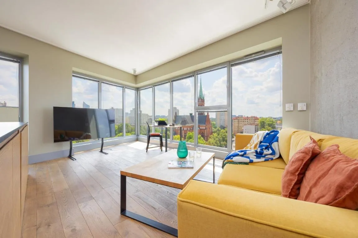 Image of Studio with View of Warsaw Panorama with Parking by Noclegi Renters